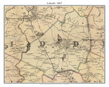 Lincoln Massachusetts 1867 Old Town Map Custom Print - Boston Environs - Middlesex Co.